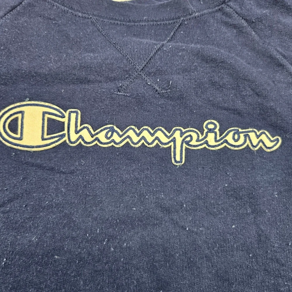 Champion Navy Blue Crewneck Sweatshirt Classic‎ Logo Ringer Style Size S